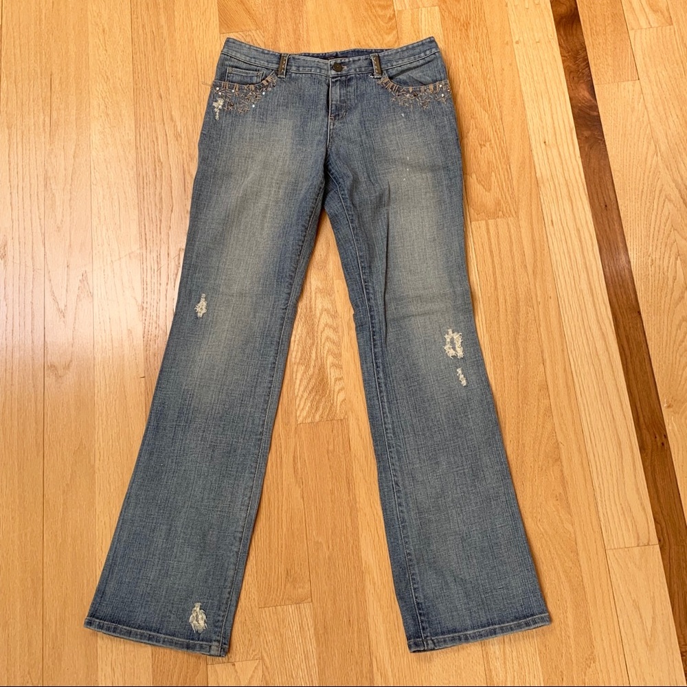 Elie Tahari embroidered denim jeans